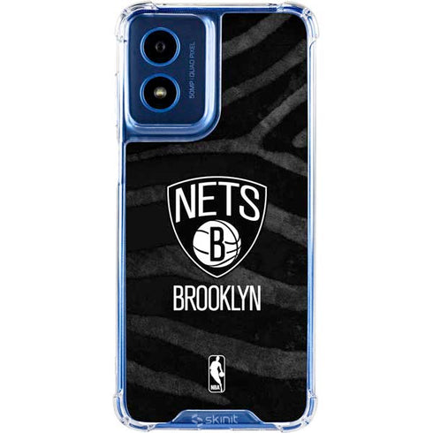 NBA Brooklyn Nets Black Animal Print Moto G 5G (2024) Clear Case
